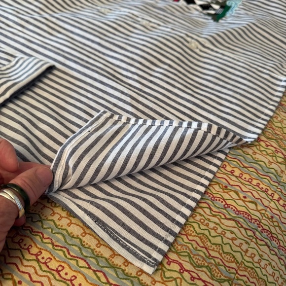 Vintage Blair Gray/White Striped Shirt with Lighthouse Embroidery Size SML - Picture 5 of 8